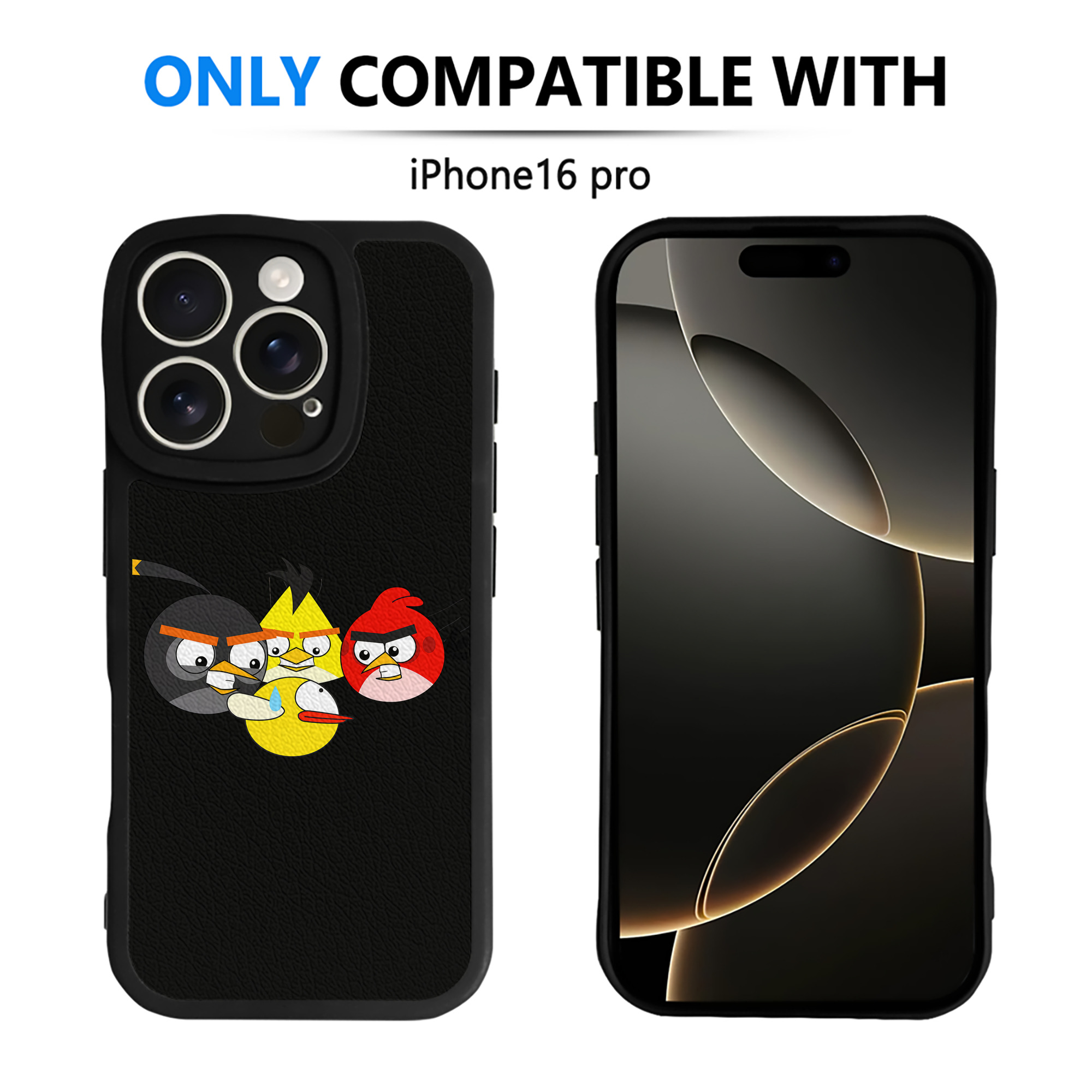 （画像用） Angry Birds アングリーバード 【iPhone 16シリーズ対応】シリコンスマホケース（レザー調） 材質：シリコン